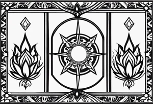 Twin flame. Make it small and minimalistic. Straight clean line border. Everything black and white minus the twin flame fire. tattoo idea