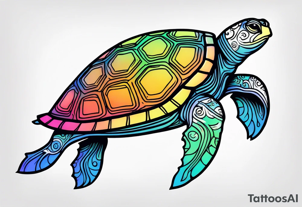 tropical psychedelic turtle tattoo idea