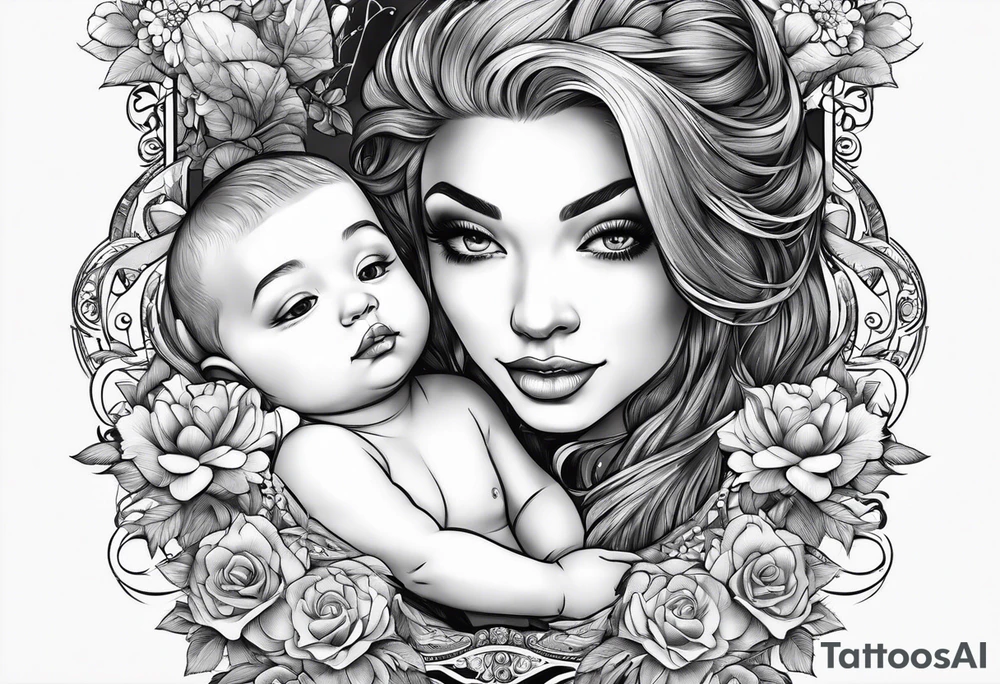 Monn with a child sitting on it tattoo idea