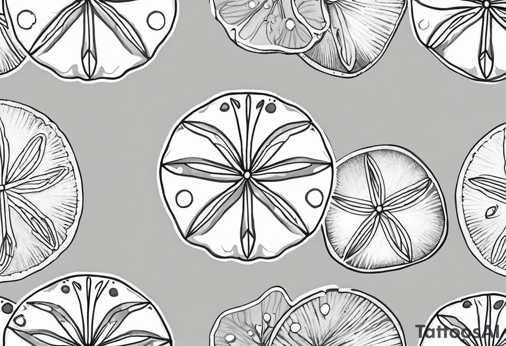 sand dollar 
fine line 
simple
light gray tattoo idea