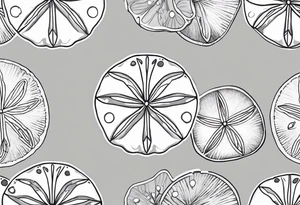 sand dollar 
fine line 
simple
light gray tattoo idea