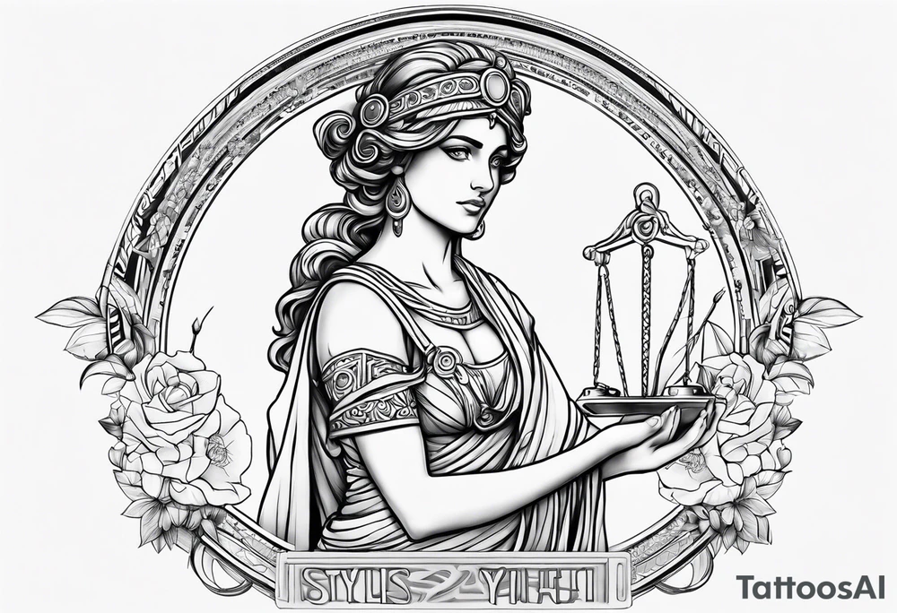 Themis greek goddess previous generations small fine line tattoo idea