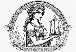 Themis greek goddess previous generations small fine line tattoo idea