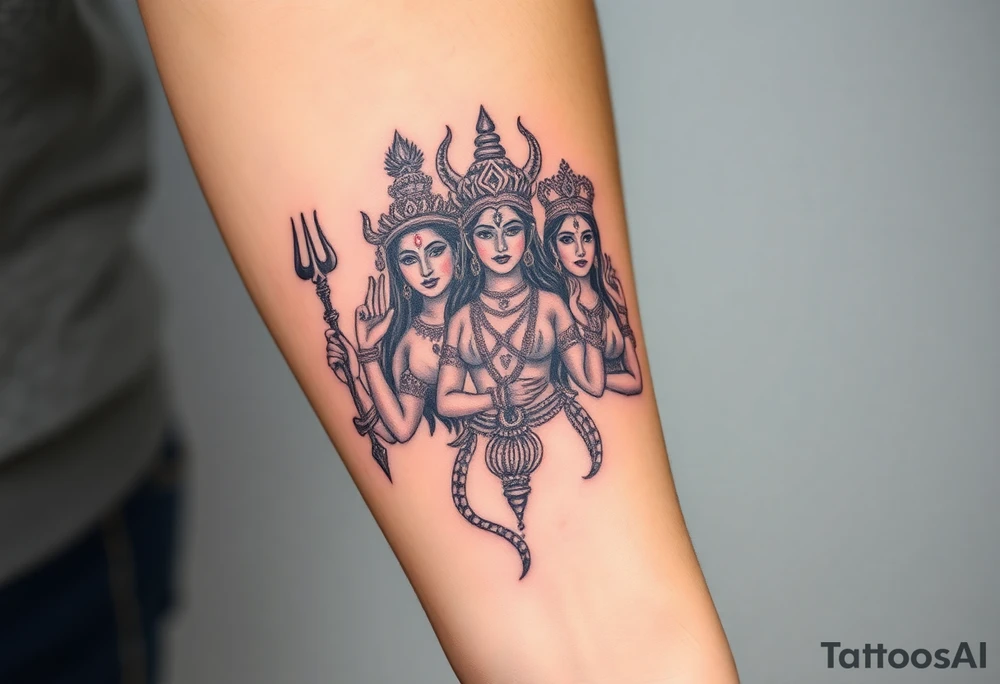 Lord Shiva, Godess Kali and Godess Lilith together. tattoo idea