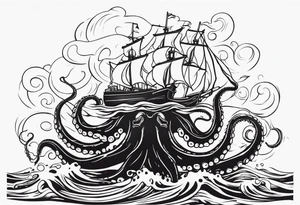 The tentacles of a kraken coming out of the water tattoo idea