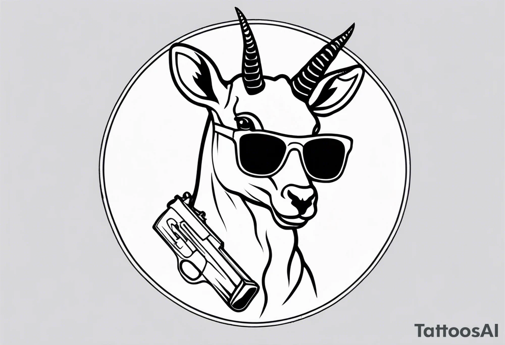 capricorn with sunglasses and shotgun tattoo idea