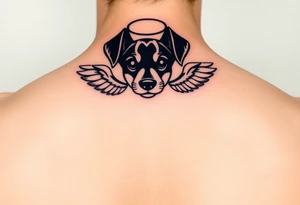 Dachshund ears with wings and halo tattoo idea