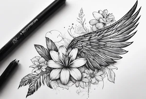 wing, flower, palm, sea tattoo idea
