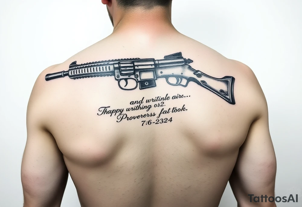 Sleeve Writing old school 
gun  76-2323 proverbs 18:24 tattoo idea