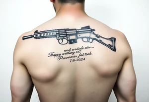 Sleeve Writing old school 
gun  76-2323 proverbs 18:24 tattoo idea