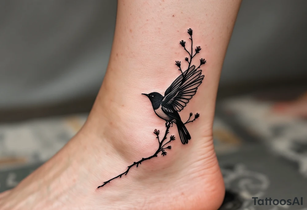 design very very minimal delicate Spring tatoo vertically for ankle. very minimal tattoo idea