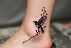 design very very minimal delicate Spring tatoo vertically for ankle. very minimal tattoo idea