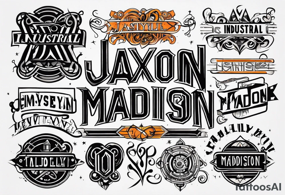 Industrial names Jaxon Madison Evelyn tattoo idea