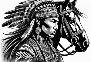 Native American warrior on horseback tattoo idea
