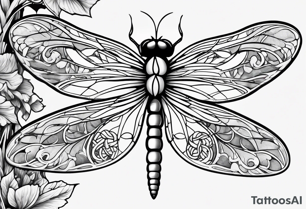 Wrap around vine with dragonfly tattoo idea