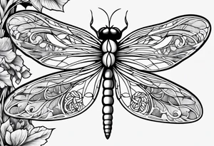 Wrap around vine with dragonfly tattoo idea