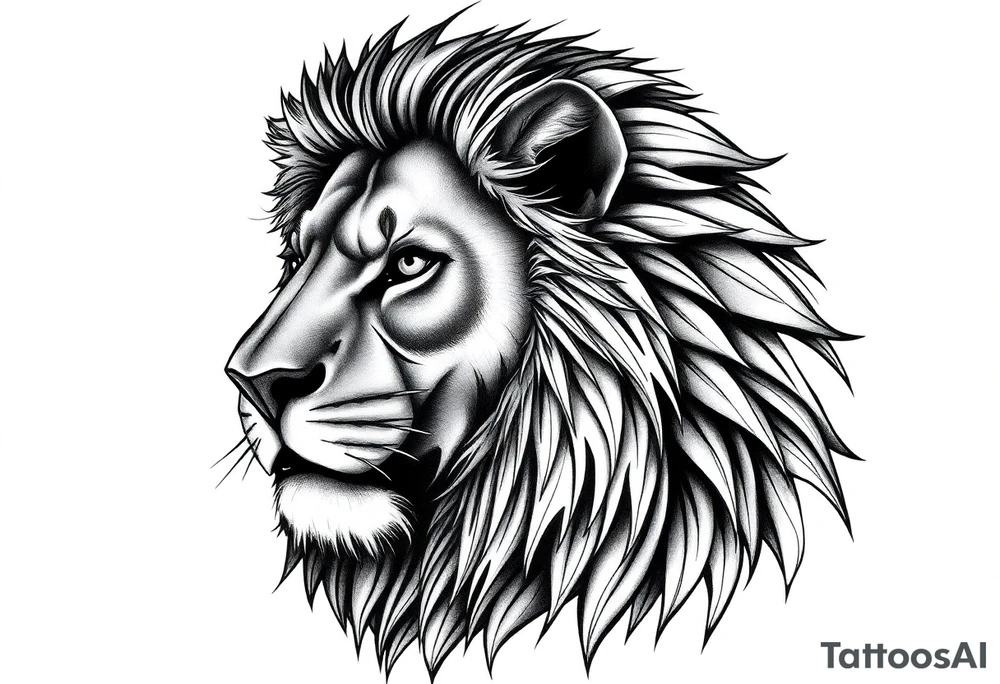 powerful majestic lion, close-up tattoo idea