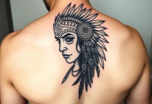 modern lady Aztec warrior sad but strong tired but still going tattoo idea