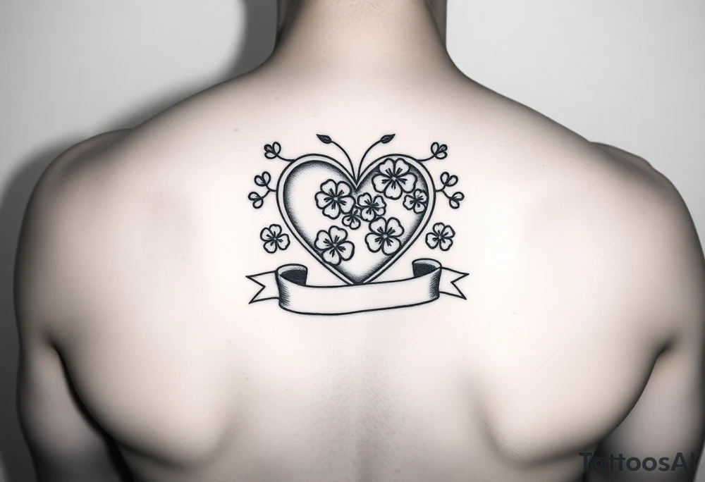 Cute Heart with shamrocks and a banner tattoo idea