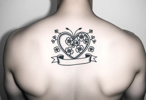 Cute Heart with shamrocks and a banner tattoo idea