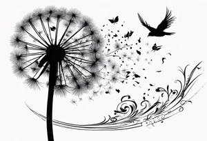 Blowing dandelion flying away tattoo idea