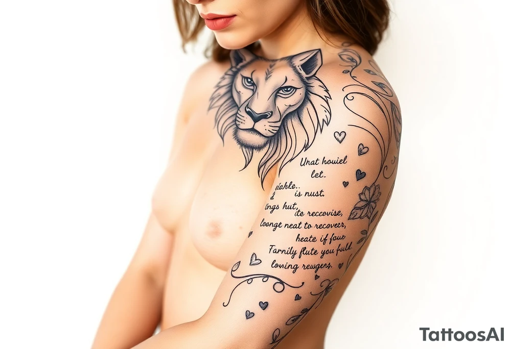 Leo who is hurt and trying to recover from addiction with quotes tattoo idea