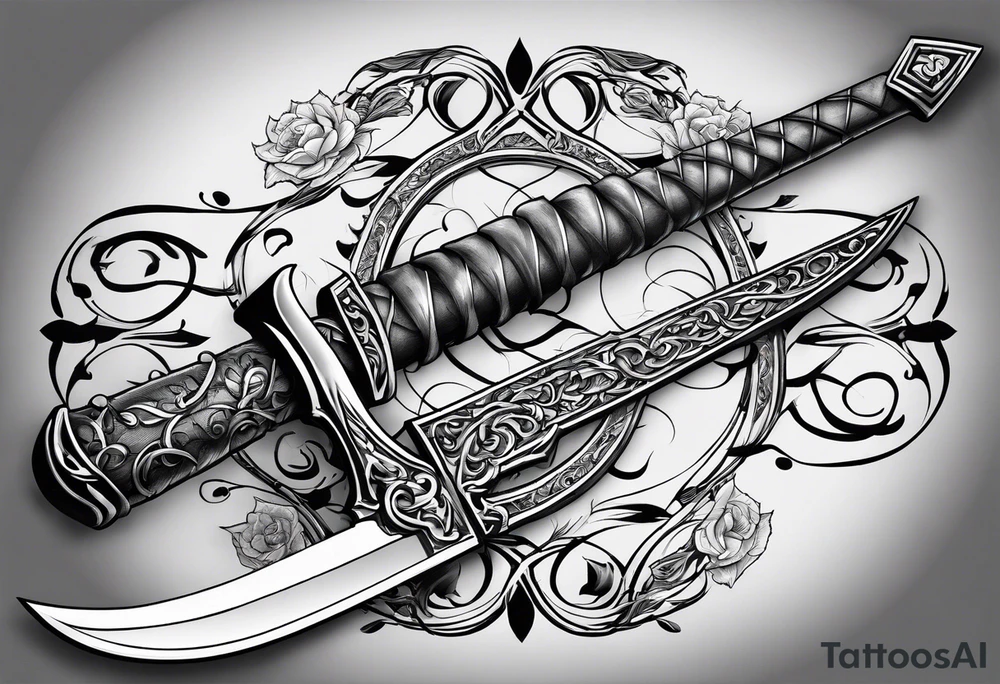 A long sword with vines wrapped around tattoo idea
