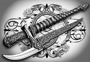 A long sword with vines wrapped around tattoo idea