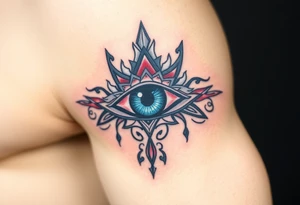 A Mystical Third Eye with blue Eyes(only red , blue and black are possible colors) tattoo idea