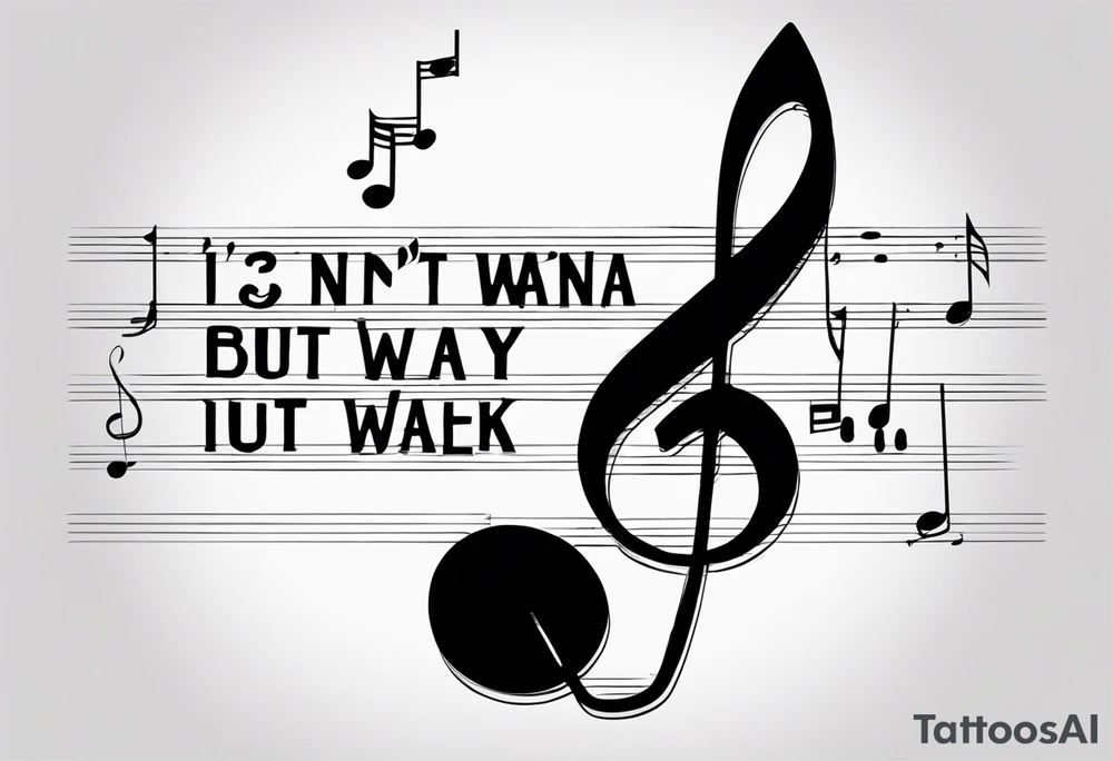 Only one music note with date 18.12.18 and a quote “Don’t wanna cry, but I break that way” tattoo idea