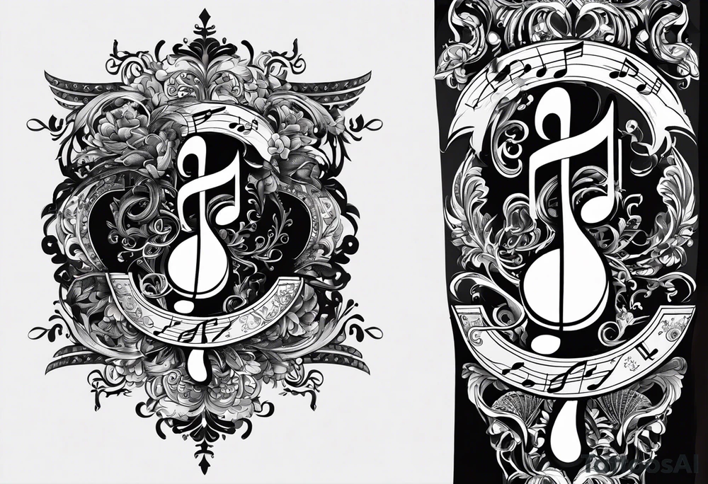 Armband tattoo, combining:
music notes, this text: タランチュラ, digits.
Add detailed patterns and air-like effects tattoo idea Armband tattoo, combining:
music notes, this text: タランチュラ, digits.
Add detailed patterns and air-like effects tattoo idea