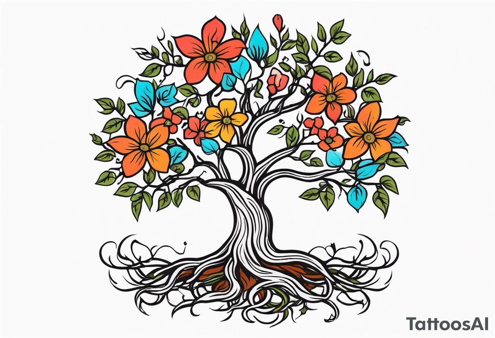 tree with roots

old school vintage simple traditional design with vintage flowers surrounding
bold color simple tattoo idea