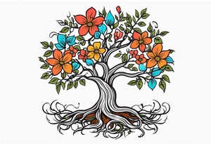 tree with roots

old school vintage simple traditional design with vintage flowers surrounding
bold color simple tattoo idea