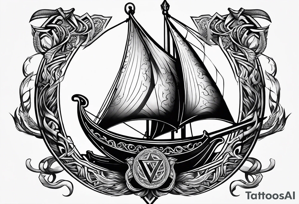 Valhalla sword shield long ship dragon axe Valknut tattoo idea