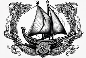 Valhalla sword shield long ship dragon axe Valknut tattoo idea