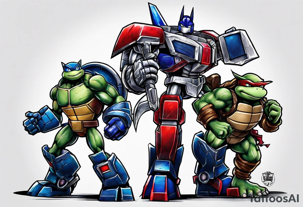 Optimus prime, ninja turtles, Sonic the hedgehog tattoo idea