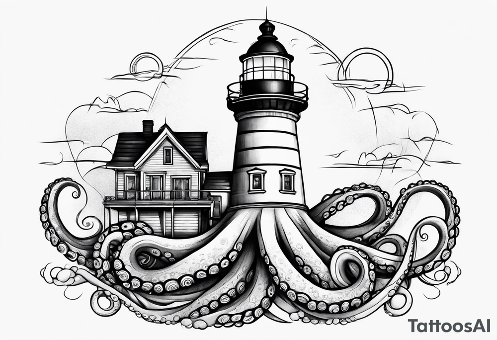 octopus, light house tattoo idea