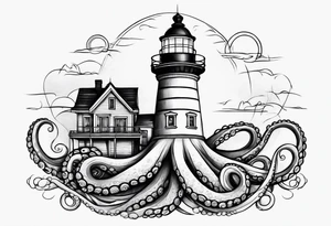 octopus, light house tattoo idea