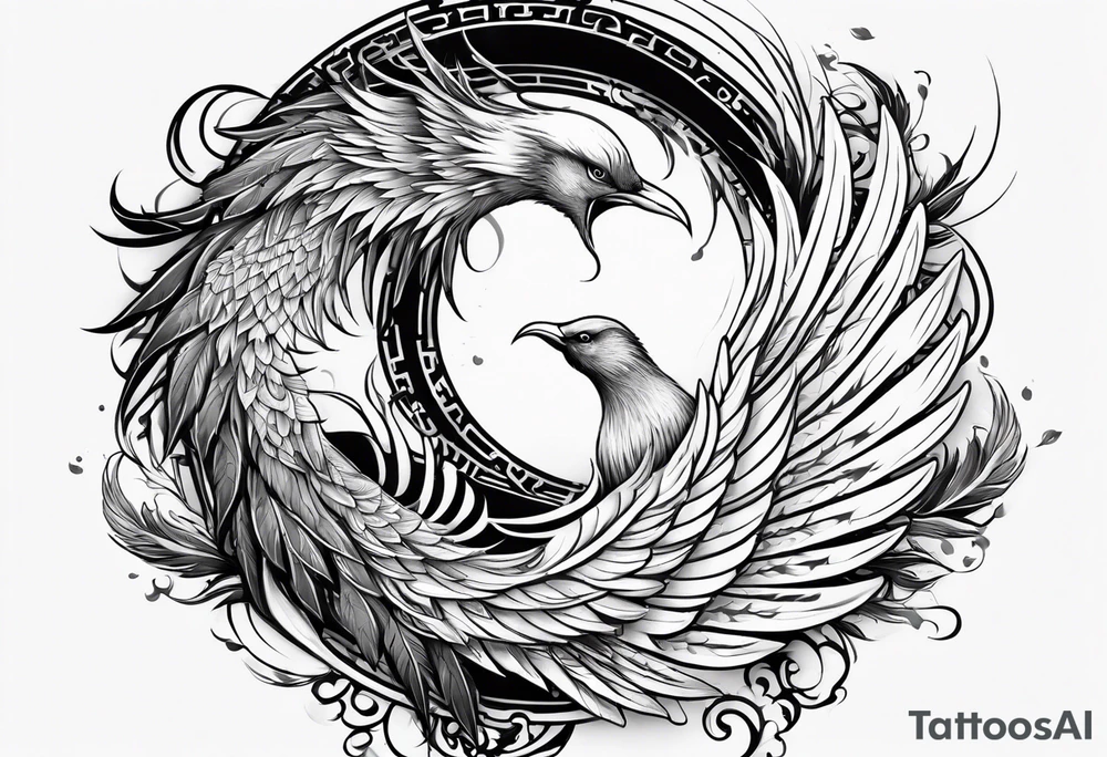 Yin and yang with phoenix tattoo idea