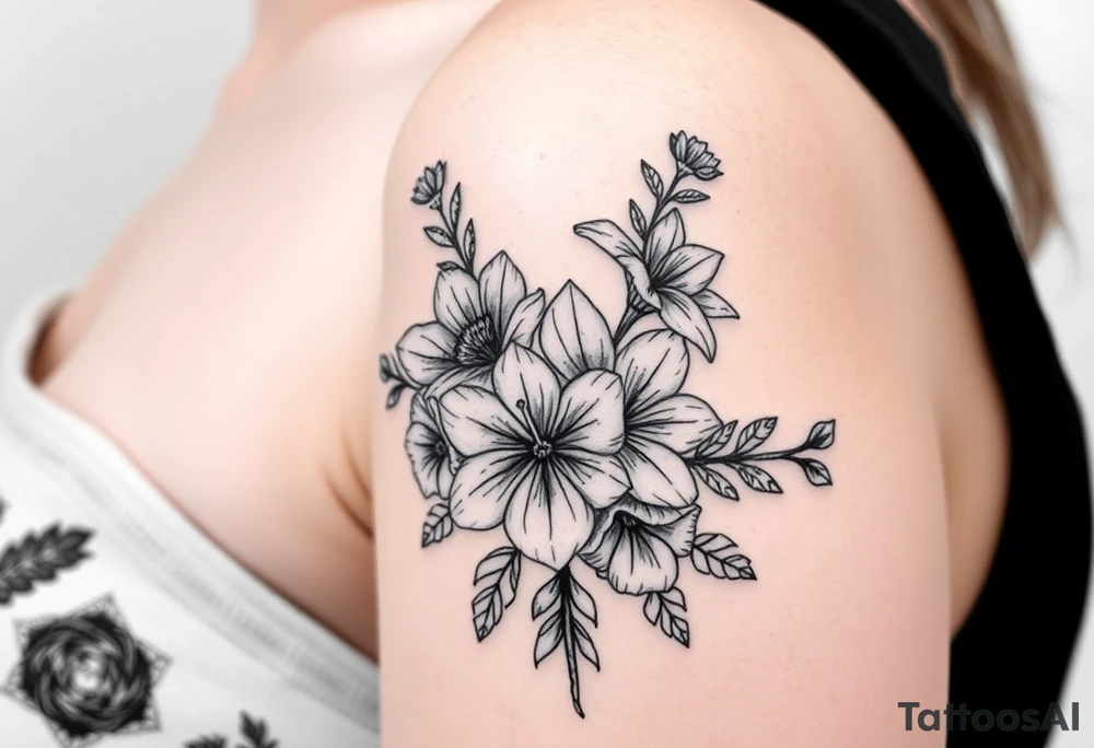 Washington state flower bouquet with texas state flower and Connecticut state flower tattoo idea