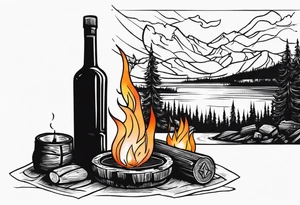 christian 
cross, campfire and whiskey tattoo idea