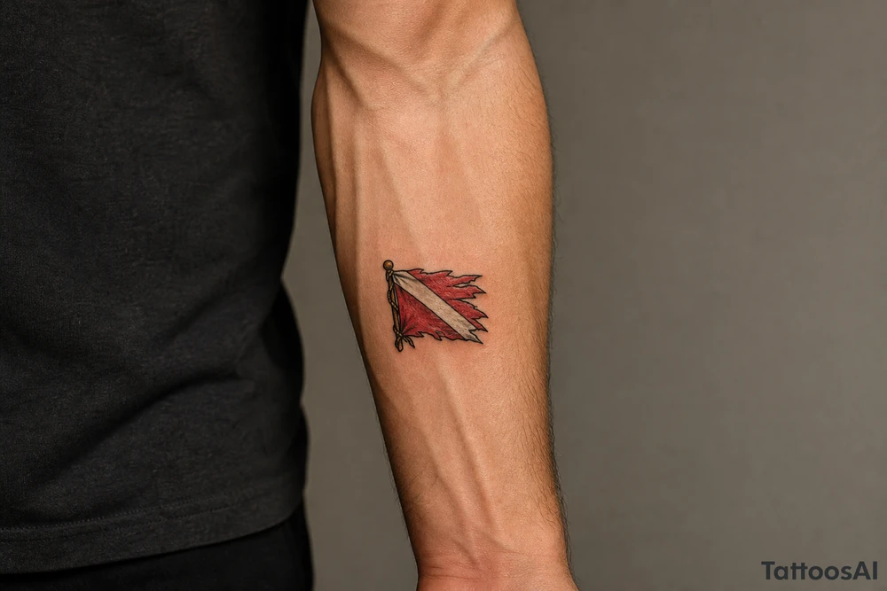 torn dive flag tattoo idea