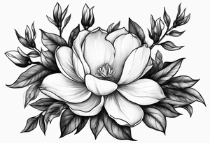 Full sleeve design with magnolia flowers tattoo idea