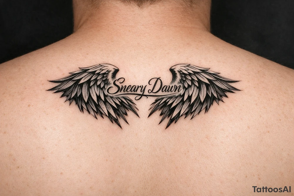 Sneary Dawn wrote inside angel wings tattoo idea