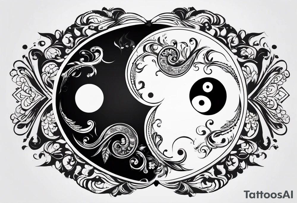 Lo Ying yang formato da carpe in uno sfondo che rappresenta luniverso tattoo idea