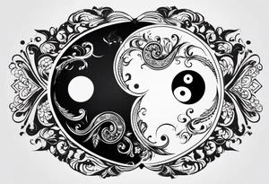 Lo Ying yang formato da carpe in uno sfondo che rappresenta luniverso tattoo idea