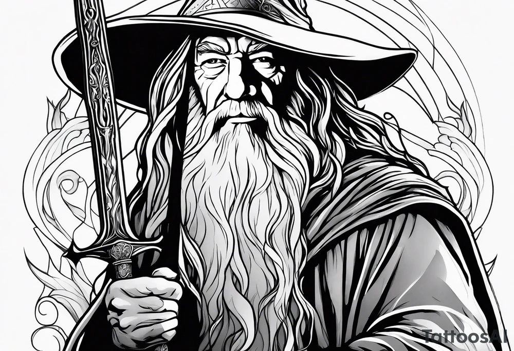 Gandalf holding a sword tattoo idea