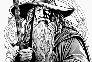 Gandalf holding a sword tattoo idea