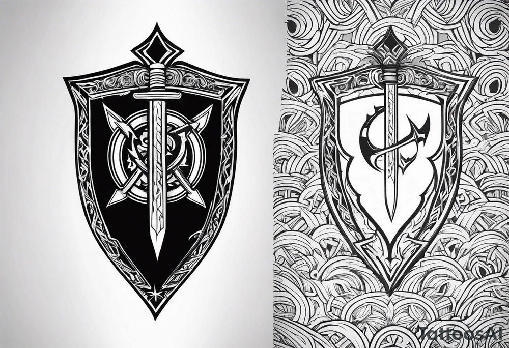 Valhalla sword shield lightning tattoo idea