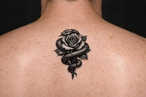 Snake wrapped around rose make it look realistic and hot tattoo idea